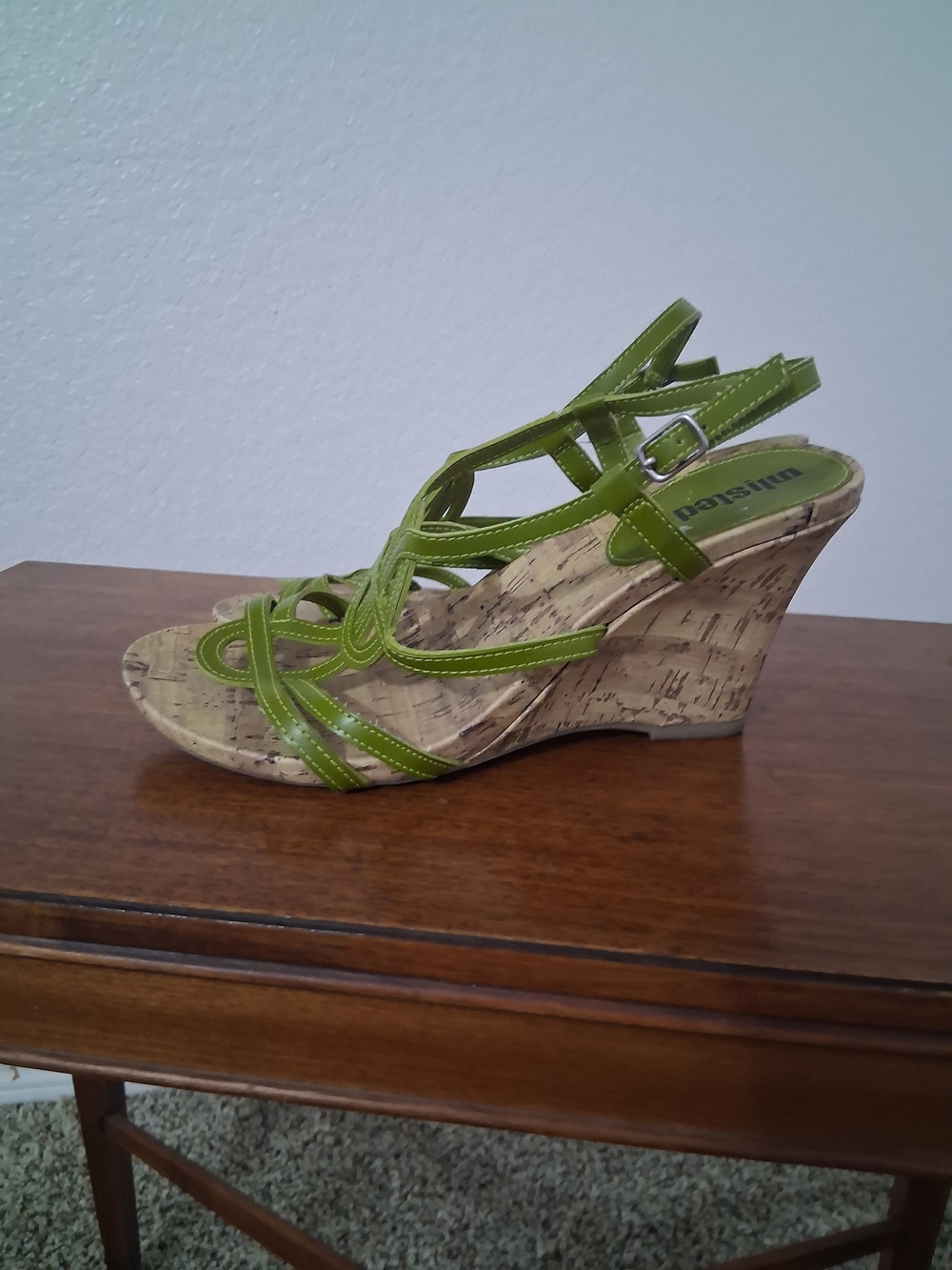 Unlisted Lime Green Strappy Cork Wedge Sandals
